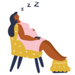 Illustration of a pregnant women sleeping upright in a chair